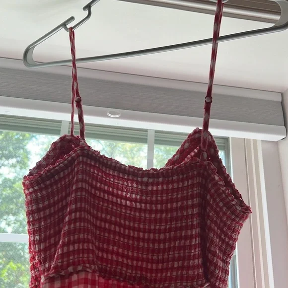 Fit & Flare Gingham Embroidered Smocked Midi Cami Dress old navy - Picture 6 of 8